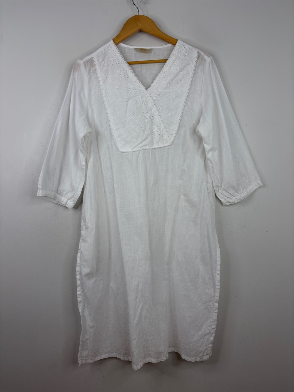 Cotton Nightgown Womens XXL XL Large White Long Sleeve V Neck Victorian Heritage
